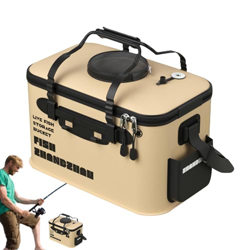 Fishing Bait Bucket - Live Fish Storage Container, Fish Protection Carrying Bag | Versatile Outdoor Camping Fishing Gear Foldable Bucket, collapsiible Minnow Bucket Fish Carry Bag for Travel Hiking