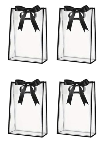 Sac cadeaux en plastique transparent pas cher en polypropylène avec ruban de fête