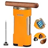 USEWIRE Torch Lighter with Cigar Draw Enhancer, Punch Cutter & Holder, Refillable Butane Lighter, Multi-Functional Accessories with Gift Box