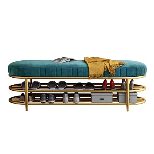 Banc de rangement chaussures à double couche avec assise rembourrée pour l'entrée