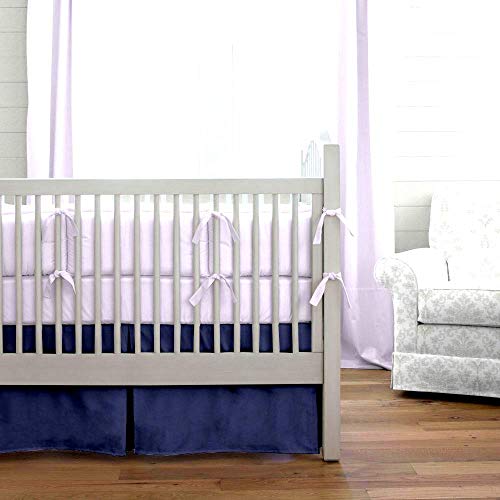 Image of Cottington Lane Crib Bed Skirt Pleated Crib Skirt Dust Ruffle, 100% Natural Cotton, Nursery Crib Toddler Bedding Skirts for Baby Boys or Girls, 14 inch Soft Crib Dust Ruffle Drop Crib Skirt-Navy Blue