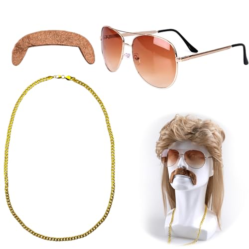 Perruque Mulet Homme Années 80, Style Eddie - Soirée Déguisée à Thème et Carnaval