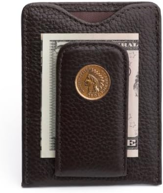 Tokens & Icons Indian Head Penny Money Clip Leather Credit Card Wallet - Brown (80IH-BRN)
