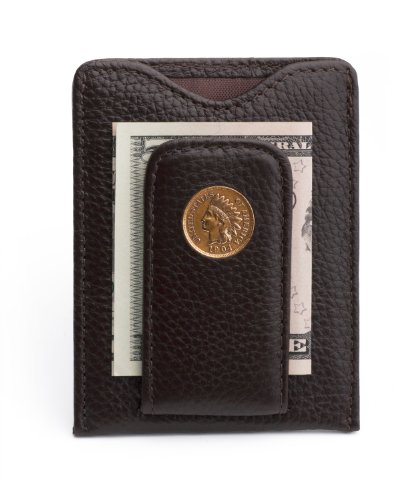 Tokens & Icons Indian Head Penny Money Clip Leather Credit Card Wallet - Brown (80IH-BRN)