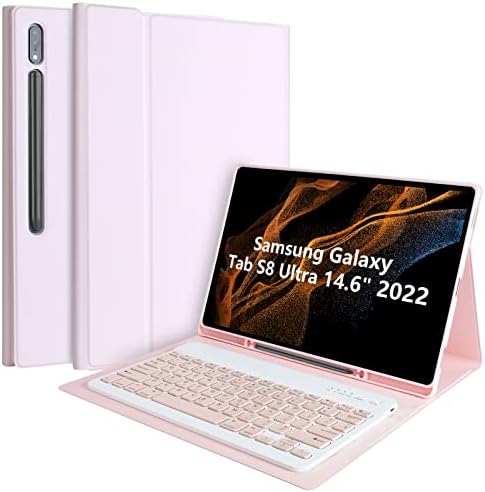 KBCASE Keyboard Case for Samsung Galaxy Tab S8 Ultra 14.6 Inch 2022 (SM-X900/X906), Auto Sleep/Wake Cover, Detachable Magnetically Bluetooth Wireless Color Keyboard with S Pen Holder(No backlight)
