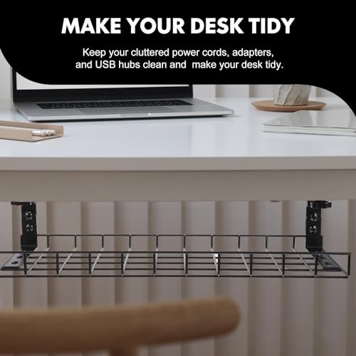 Organizador de cables para escritorio SECFOU con instalación sin taladro, gran capacidad para gestión de cables, soporte para almacenamiento de cables negro de 500 mm miniatura 7