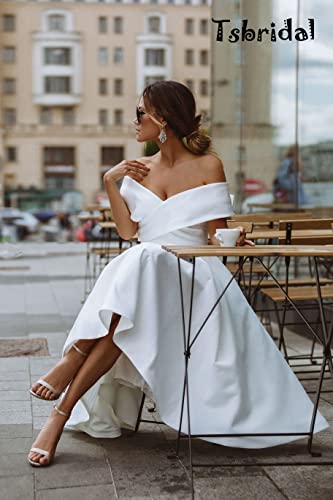 Tsbridal Women V Neck Bridesmaid Dresses Pockets Off Shoulder Wedding Party Dress3