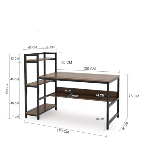 Image of Deskio Engineered Wood Computer Table | 1 Year Warranty | Powder Coated Computer Table For Home & Office Work, Study Table For Adults, Home Office Table For Desktop Pc | 150 X 60 X 75 CM /DIY, Brown