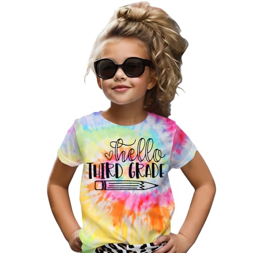 Image of MODNTOGA Kid Girl Boy First Day of School Shirt Back to School T-Shirt Hello Kindergarten 1st 2nd 3rd Grade Graphic Tee Tops
