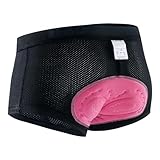 女性用サイクリング下着 3Dパッド入りジェル付き自転車ショーツ速乾性通気性MTBバイクショートレギンスロードバイク/ランニング用の軽量 スムーズスリップサイクルパンツ,Black 2,L