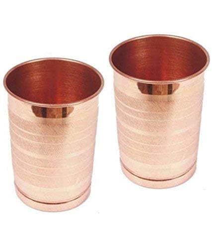 Image of 100% Pure Copper Tumbler 300ml | Ayurvedic Drinking Glass for Water | Handcrafted Copper Utensil for Daily Use - 2Pcs Set