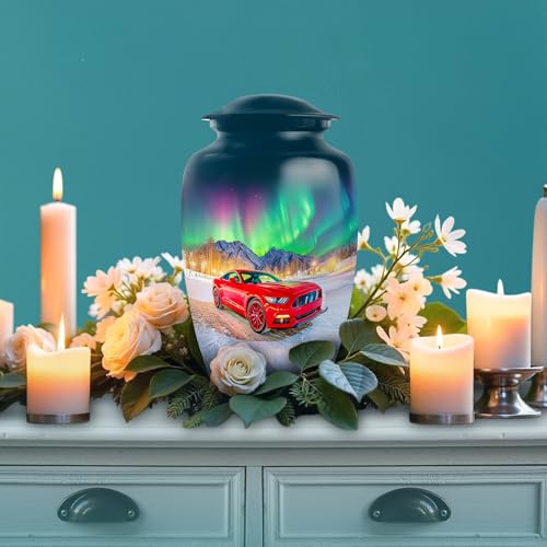 Image of Car Urn - Unique Urn for Human Ashes - Combo 3 - Large with 3 Inch Pack of 4 - Funeral for Adult - Tiny Urns for Adult Human - Decorative Urns for Mom & Dad