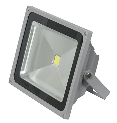 SLPRO Projecteur d'extérieur étanche IP65 LED Blanc froid Boîtier gris 50 W
