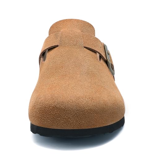 Image of Litfun Unisex Genuine Suede Clogs Comfort & Soft Cork Footbed Potato Shoes