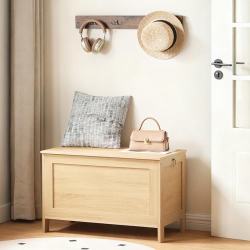 image for HOOBRO Toy Box, Retro Wooden Look Storage Chest with Safety Hinge, Ent