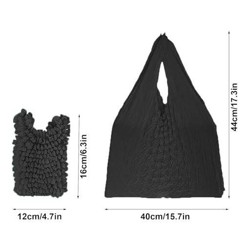 AWOCAN Sacs d'épicerie réutilisables, sac fourre-tout pliable, super extensible, mini sac de rangement rétractable, sac de rangement rétractable, sac à fruits, Noir – vue 5