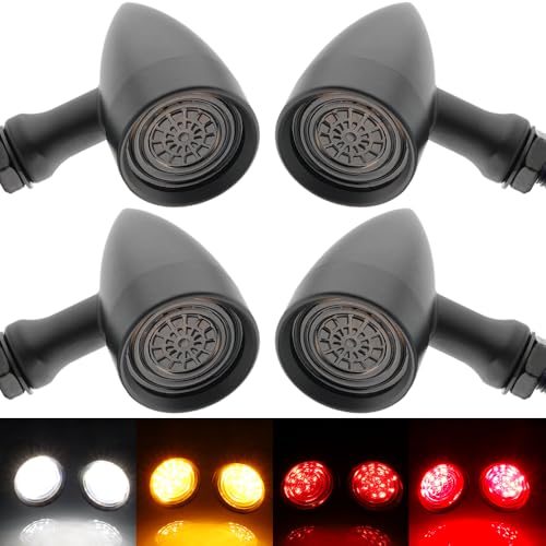 Image of TSUNG Universal Motorcycle SMD LED Turn Signals 12V Brake Tail Lights Running Lights for Cruiser Chopper Bobber Cafe Racer Street Bike (4PCS-Black)