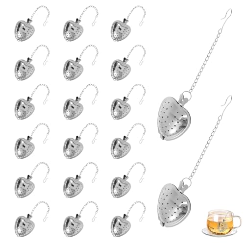 Catálogo de Recogegotas para teteras los mejores 10. 39 20 Piezas Tea Infuser Spoon Profesional, Difusor de Té de Acero Inoxidable Premium, Diseño Corazón Antiderrame, Ideal para Teteras, Regalos(Plata-20-Términos de cadena)