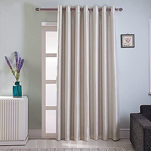 GYROHOME Extra Wide Blackout Curtain for Sliding Glass Door, Faux Silk Blackout Curtains (Beige Liner) Thermal Insulated Grommet Top (1Panel,100x84inch, Beige)