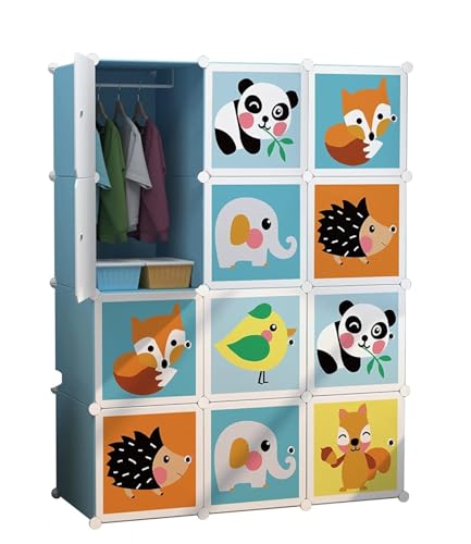 Image of KRISHYAM 12 Box Collapsible Plastic Cupboard for Storage, Plastic Soft Sheet Wardrobe Cabinet for Storage, Almirah for Clothes Storage Cabinet Storage Rack (Animal Print)