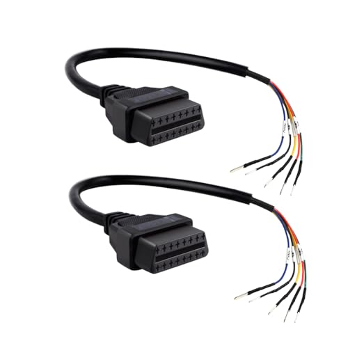 iKKEGOL Pack of 2 OBD OBDII OBD2 16 Pin Female Connector K + CAN K Line Jumper Tester Cable Universal Pigtail DIY Mobley Adapter for Motorcycle Car Truck 1ft Feet 30cm/12 2PCS