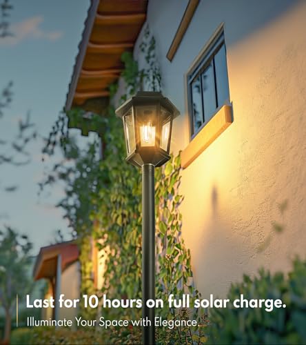PASAMIC 63 in Solar Pole Lights Outdoor 2 Pack, Vintage Solar Lamp Post Lights, Outdoor Decorations for Yard Waterproof IP44, Outdoor Decor for Garden, Pathway, Yard, Front/Back Door, Warm White