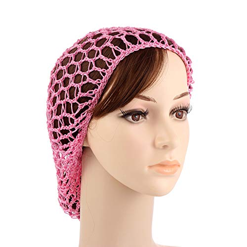 Kuuans Women Mesh Hair Net Rayon Head Bands for Sleeping Crochet Hairnet, Hair Covers Ornament, Hair Accessories for Women(Pink)