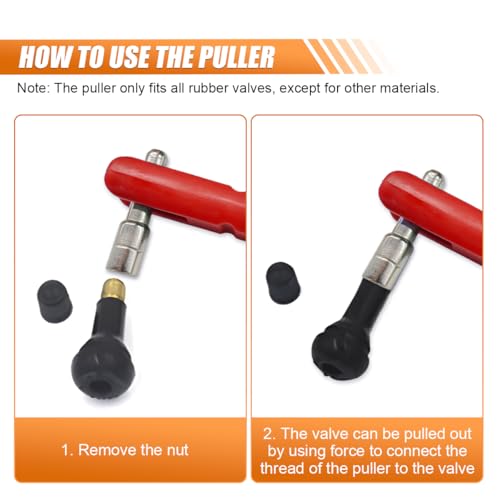 Car Tire Valve Stem Puller/Installer Tool with T Handle - No Scratch Car Valve Stem Remover Extender Adapter Replacement - Universal Car Tire Valve Stem Removal and Installation Repair Tool (Red)