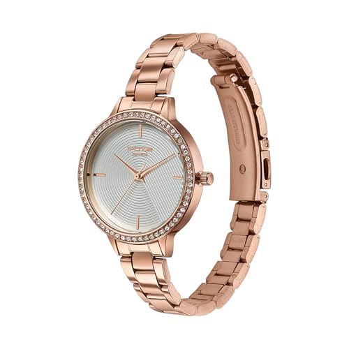 Image of Sonata Poze 9 with Quartz Analog Silver Dial IPRG Strap Watch for Women - SP80187WM01W