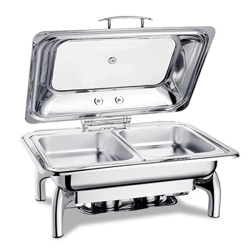 Juego de platos de acero inoxidable, calentador de alimentos con bandeja de agua para catering, bodas, fiestas