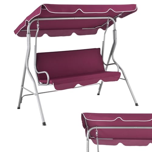 Juskys Dondolo a 3 posti con tetto e copertura del sedile - Dondolo da giardino con portata di 200...