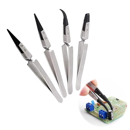 Ltsbaed Präzisions-Pinzetten Set 4-teilig Edelstahl