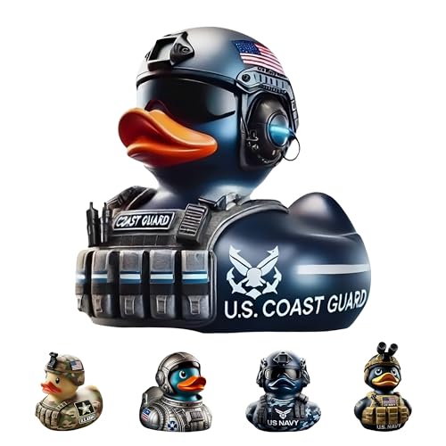 YOUNEEDFUL Small Soldier Duck Resin Handicraft Ornament Veteran Tribute Duck Unique Military Hand-Painted Duck Desktop Ornament Veterans Day Gifts (Coast Guard)