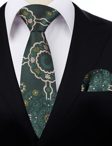 Image of Alizeal Mens Vintage Solid Plaid Tie with Pocket Square 3.15inches Necktie Set