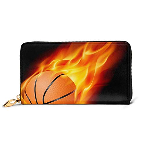 Preisvergleich Produktbild JHGFG Mode Handtasche Reißverschluss Brieftasche Fliegen Basketball In Flammen Am Telefon Kupplung Geldbörse Abendkupplung Blockieren Leder Brieftasche Multi Card Organizer