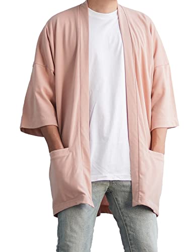 Image of Men's Long Oversized Kimono Cardigan Noragi Japan Jacket Haori Man Yukata Coat