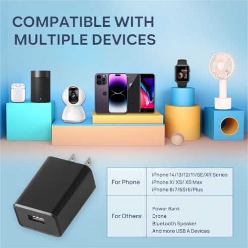 YOTFUEL Wall Charger Cube 5V2A USB Power Supply Charging Block Universal Wall Plug Brick Portable Travel Fast Charger Power Adapter for iPhone, Samsung Galaxy, LG (Black)