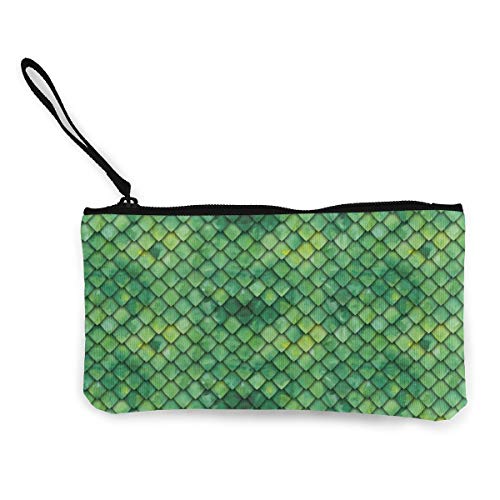 Preisvergleich Produktbild Canvas Münzgeldbörse, Münztasche mit Reißverschluss, leicht und tragbar Handy Drachenwaage grün