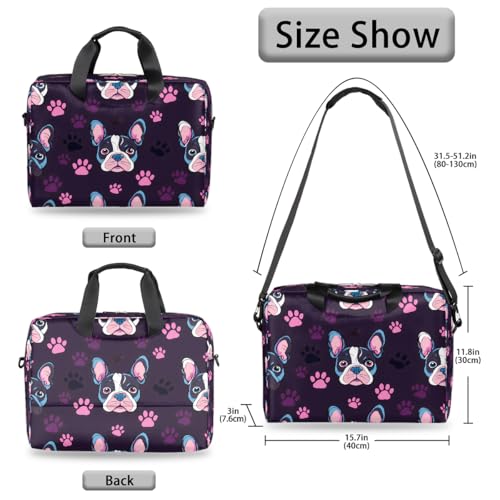 Bolso para laptop con diseño de bulldog francés y huellas miniatura 5