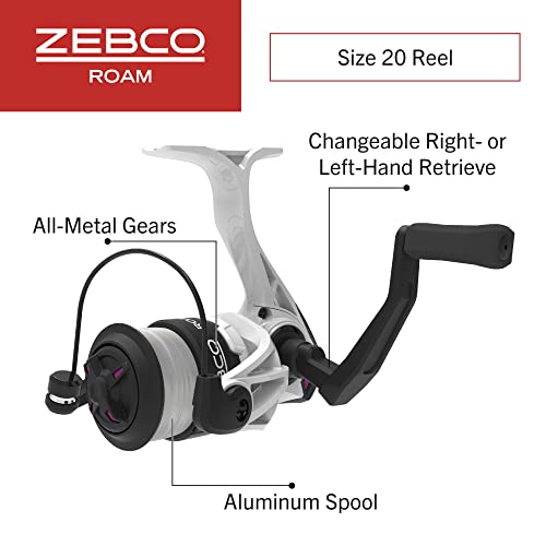 Zebco Roam Spinning Reel and Fishing Rod Combo, 6-Foot 2-Piece Fiberglass Fishing Pole, Split ComfortGrip Handle, Soft-Touch Handle Knob, Size 20 Reel, Changeable Right- or Left-Hand Retrieve, Pink - Image 3
