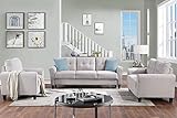 Harper & Bright Designs 3-Piece Living Room Sectional Sofa Set, Modern Style Button Tufted Linen Upholstered Armchair Loveseat Sofa and Three Seat Sofa Set Sectional Couch, Light Gray