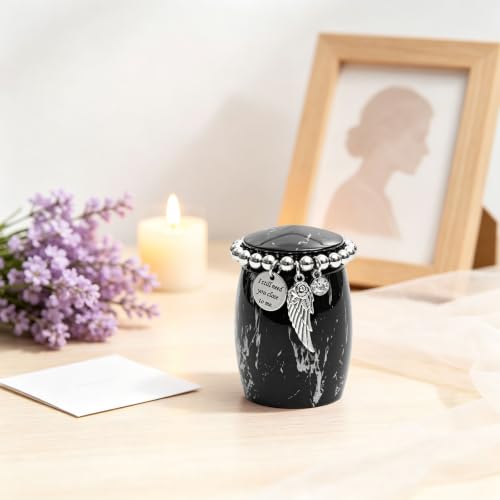 Image of Black Marble Finish Small Keepsake Urn for Human or Pet Ashes