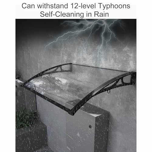 Auvent de porte avec support aluminium solide et toit polycarbonate haute résistance