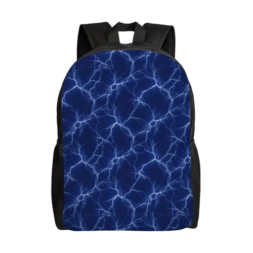 Travel Hiking Daypack Lightning On A Dark Blue Backpack Shoulder Bag, Casual Climbing Men Women