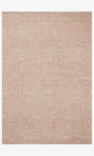 Image of Modern Pattern Wool Carpet with Loop Texture Yarn Anti Shedding Carpet Size 6x9 Feet B5 Pink Color