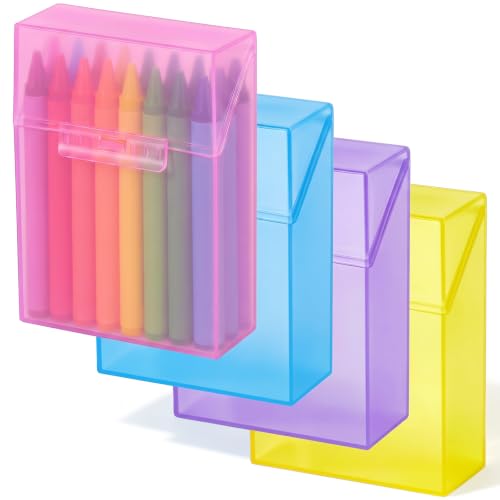 Image of Clabby 4 Pcs Clear Plastic Crayon Boxes Hold 24 Count, Pastel