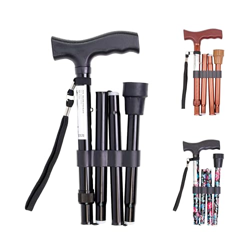PEPE Mobility Bastones para Mayores, Bastón Plegable Portatil Mujer y Hombre, Altura Regulable, Negro