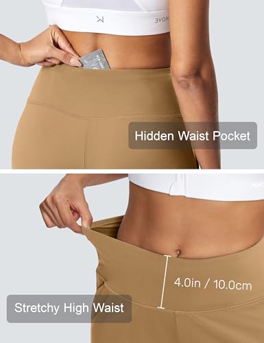Image of ISEEGZ 15 inch /18 inch /21 inch Capri Pants for Women High Waist Wide Leg Yoga Capris with Pockets Stretchy Loose Fit Casual Workout
