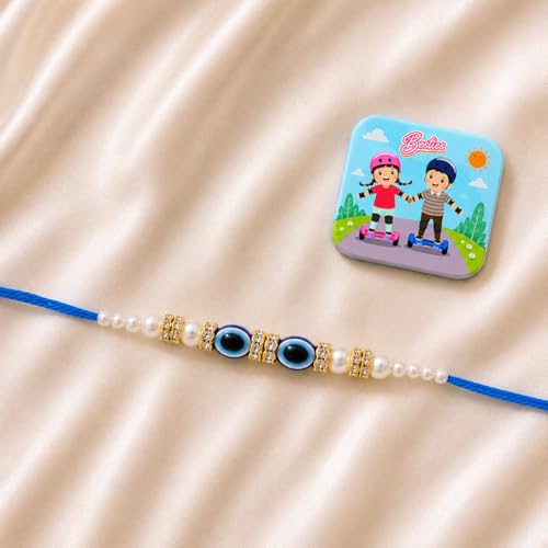 Image of CraftVatika Evil Eye Rakhi for Brother Boy Men Kids, Designer Rakhi with Gift Combo for Brother Man, Rakhis for Rakshabandhan, Fridge Magnet Gift, Designer Rakshasutra Raki for Raksha Bandhan