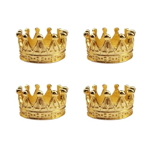 4Pcs Mini Alloy Crown 1/12 Scale Metal Doll Crown Tiny Miniature Crown for Handicrafts, Miniatures, Doll Headwear Accessories